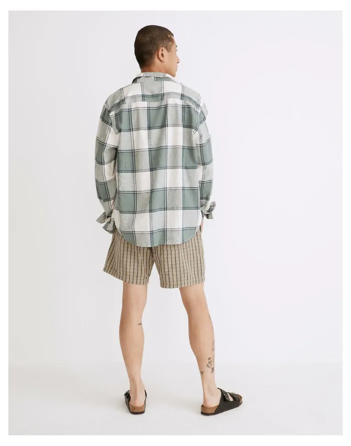 Men Hemp Cotton Printed Shorts Ash Green Madewell Shorts Men Hemp Cotton Printed Shorts Ash Green Madewell Shorts