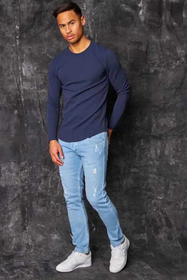 Men Jeans Coupe Droite Dchir Bleu Clair Bleuclair Brentiny Paris Jeans