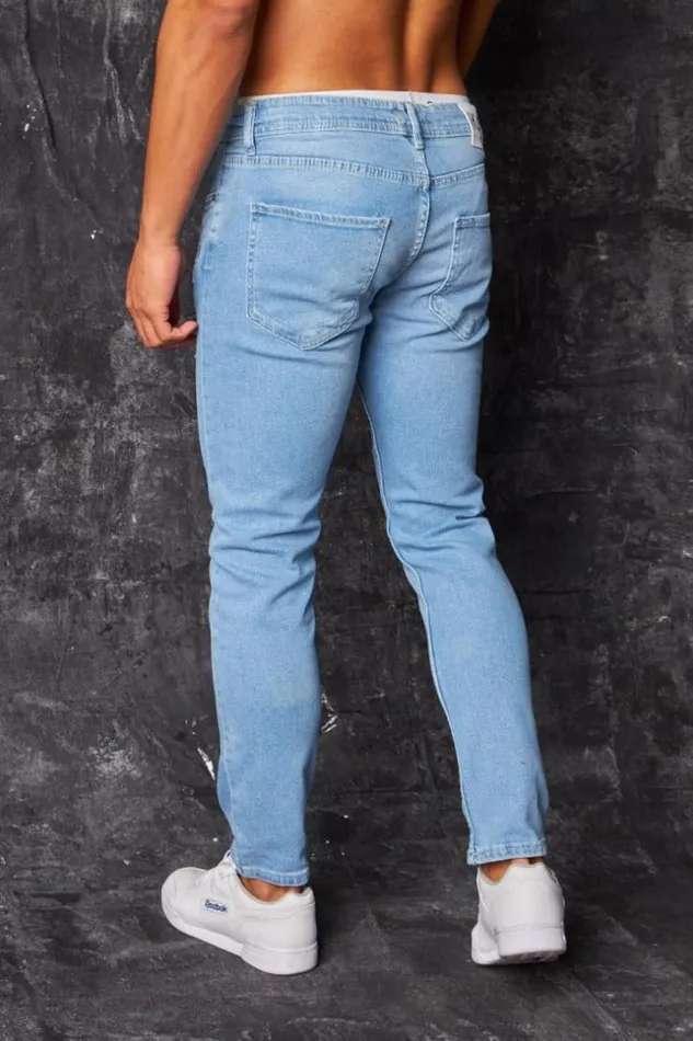Men Jeans Coupe Droite Dchir Bleu Clair Bleuclair Brentiny Paris Jeans