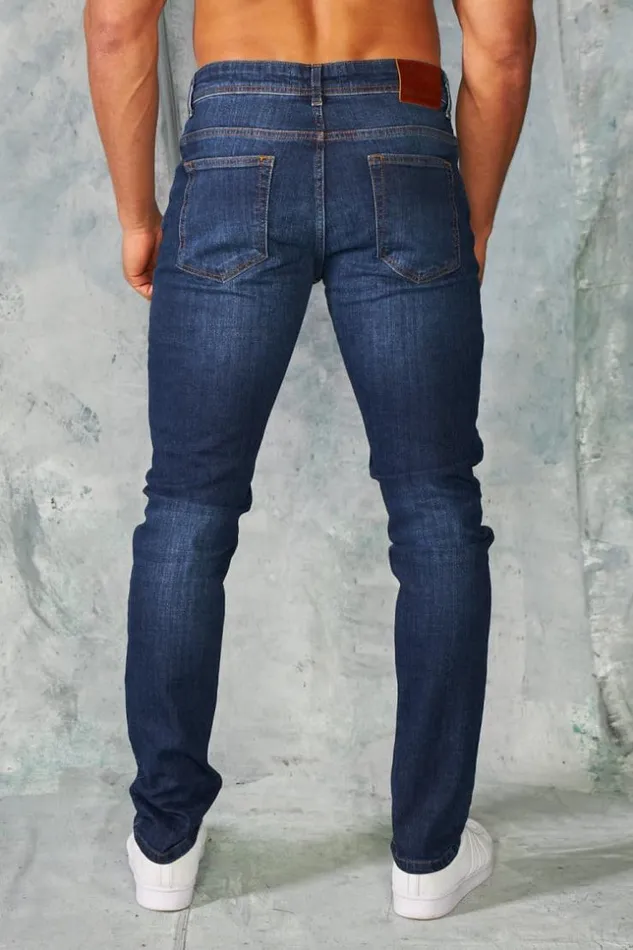 Men Jeans Slim Bleu Us Blue Brentiny Paris Jeans