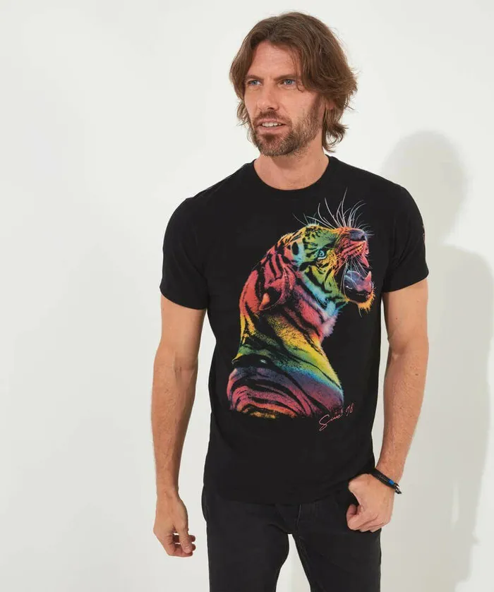 Men Joe Browns Rainbow Tiger Tee Black
