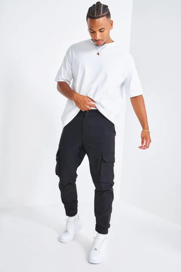 Men Jogger Pant Noir Cargo Black Brentiny Paris Pants