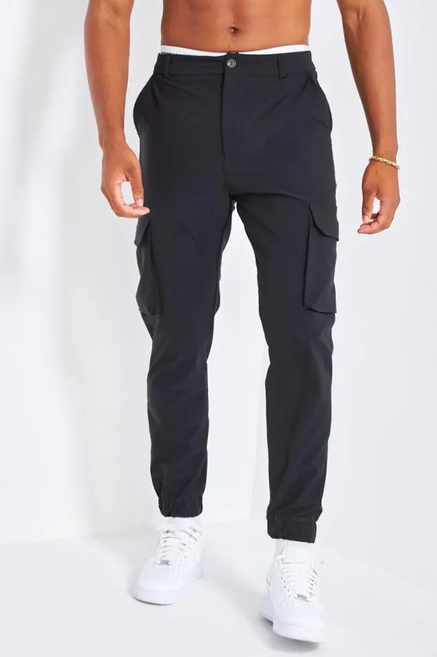 Men Jogger Pant Noir Cargo Black Brentiny Paris Pants