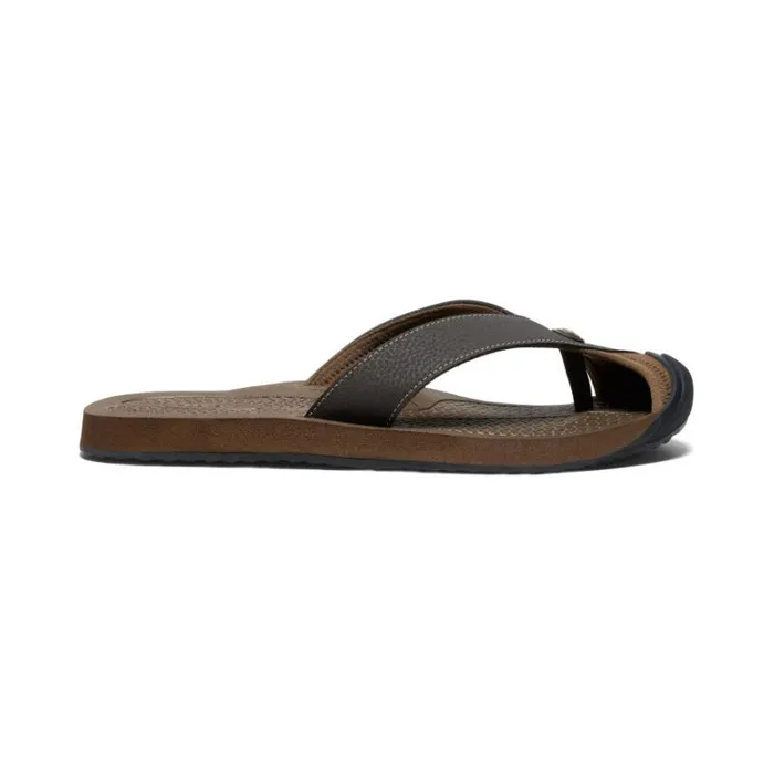 Men KEEN SlipOns Barbados JavaDark Earth Leather FlipFlop