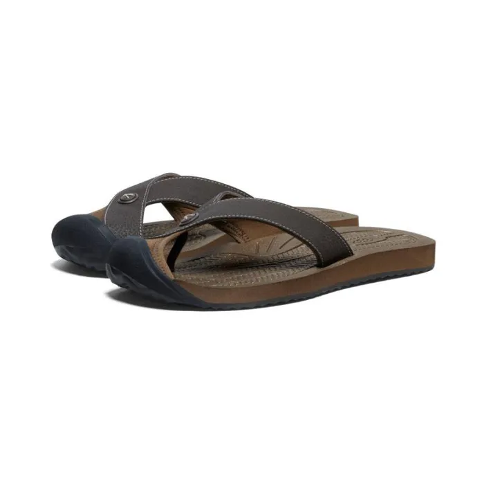 Men KEEN SlipOns Barbados JavaDark Earth Leather FlipFlop Men KEEN SlipOns Barbados JavaDark Earth Leather FlipFlop