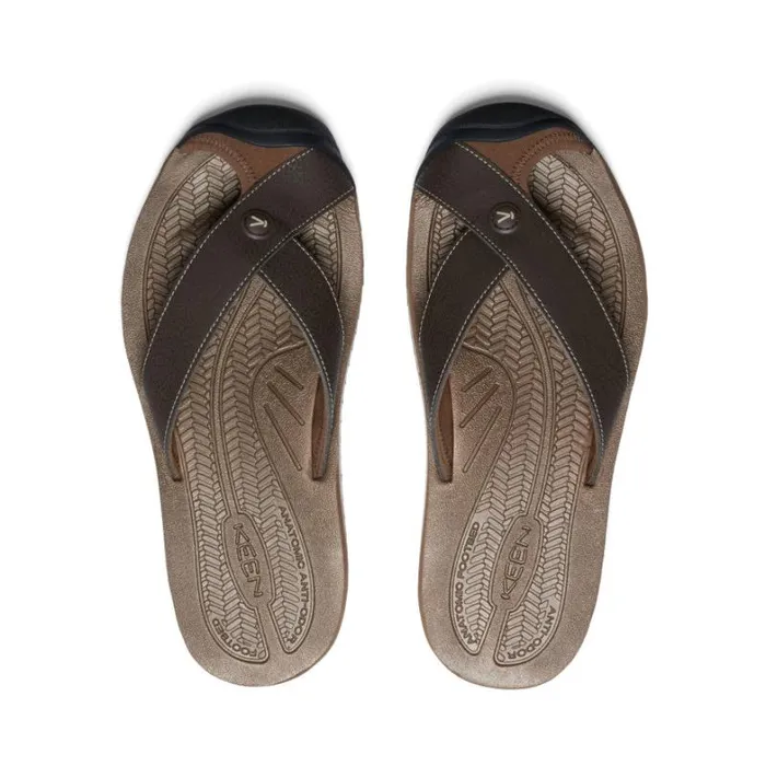 Men KEEN SlipOns Barbados JavaDark Earth Leather FlipFlop Men KEEN SlipOns Barbados JavaDark Earth Leather FlipFlop