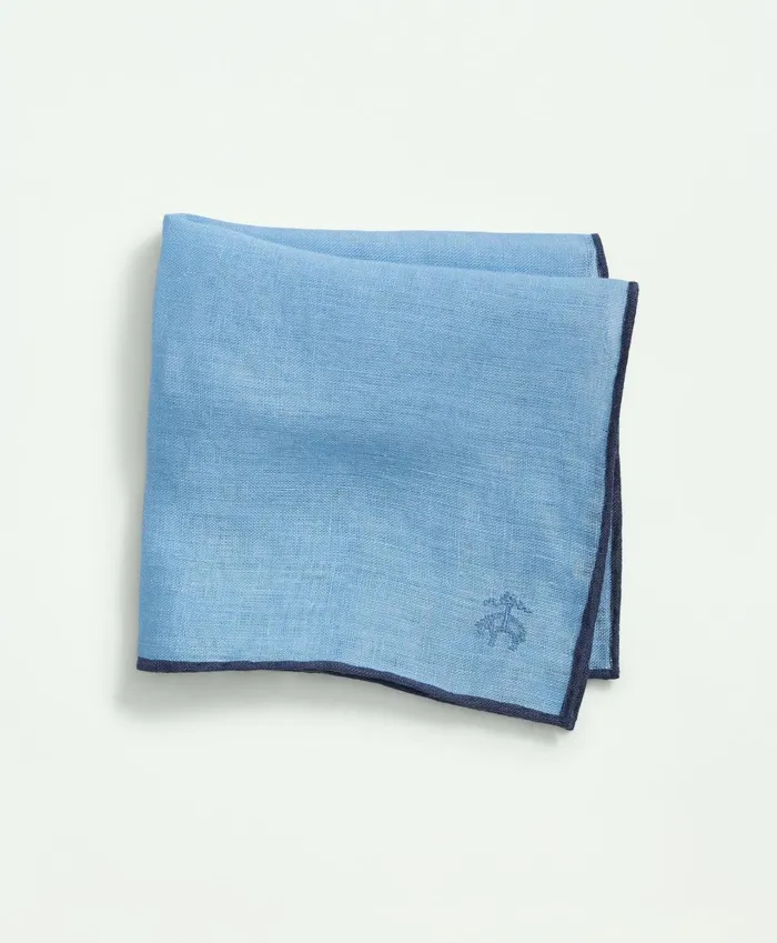 Men Linen Jacquard Pocket Square Light Blue Brooks Brothers Ties and Pocket Squares