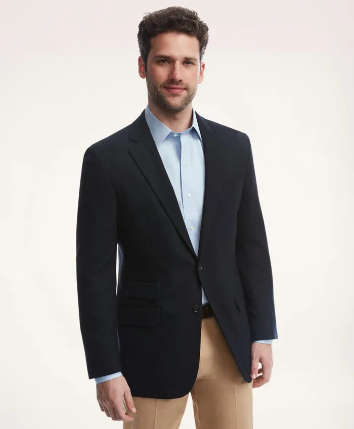 Men Madison TraditionalFit Hopsack Blazer Navy Brooks Brothers Sport Coats and Blazers