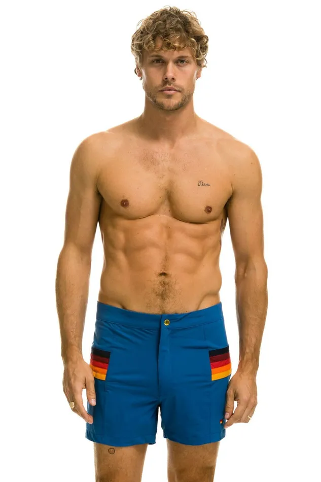 Men MEN039S HORIZONTAL 5 STRIPE FLEX SHORTS 8211 SEA Aviator Nation Shorts