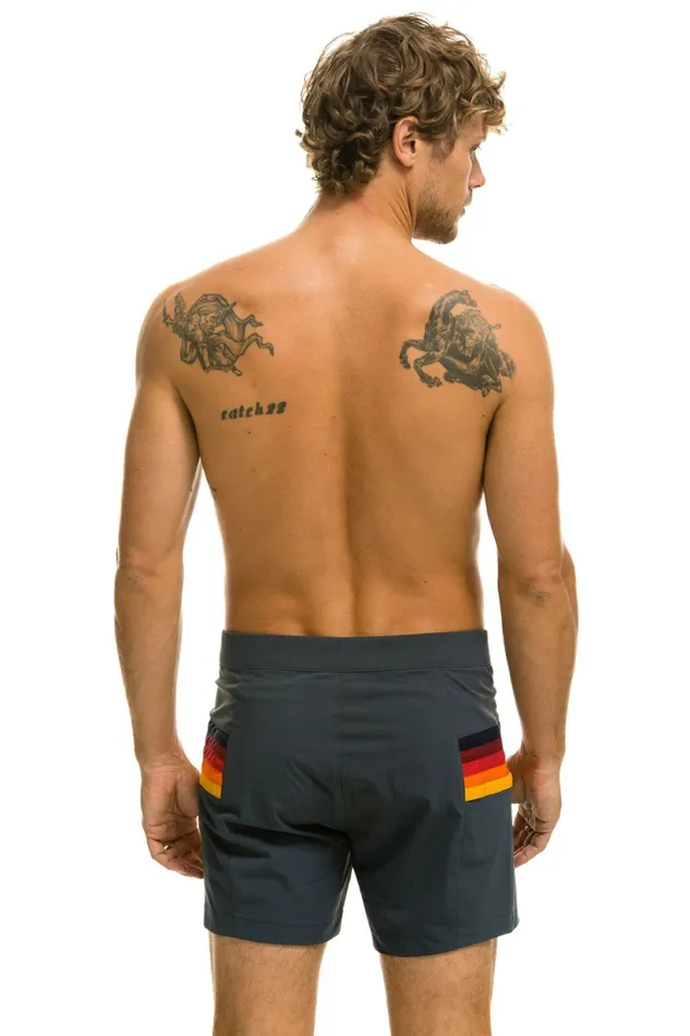Men MEN039S HORIZONTAL 5 STRIPE FLEX SHORTS 8211 TITANIUM Aviator Nation Shorts Men MEN039S HORIZONTAL 5 STRIPE FLEX SHORTS 8211 TITANIUM Aviator Nation Shorts