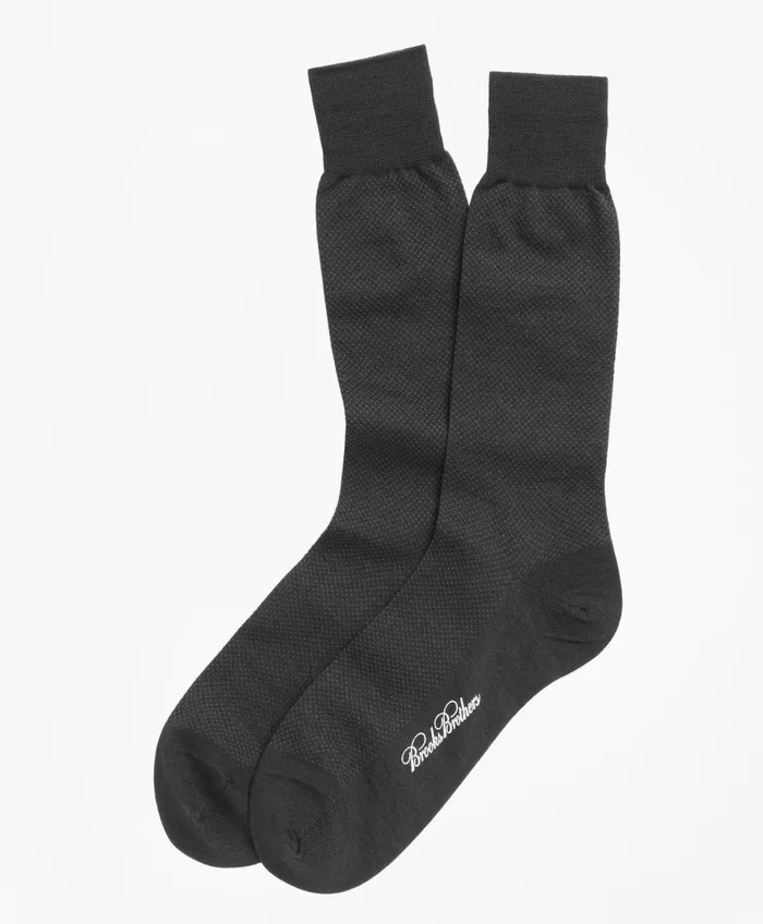 Men Merino Wool Mini Dot Crew Socks Charcoal Brooks Brothers Sock