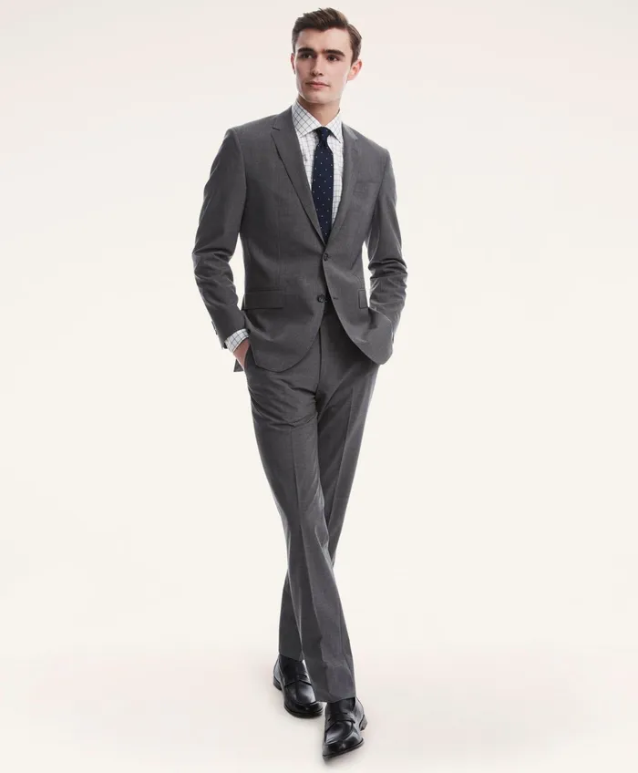 Men Milano Fit TwoButton 1818 Suit Grey Brooks Brothers Suits