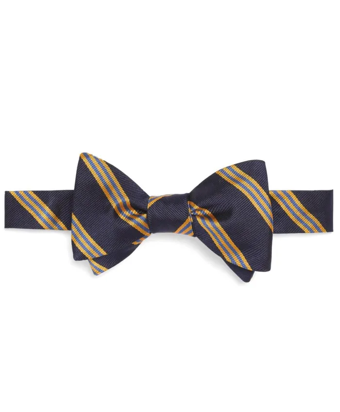 Men Mini Bb1 Stripe Bow Tie Navy Brooks Brothers Ties and Pocket Squares