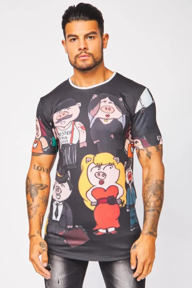 Men Mister Pig Black TShirt Black Brentiny Paris TShirts