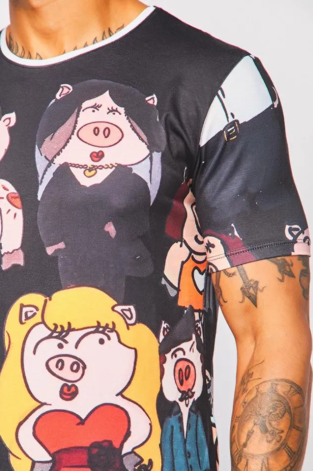 Men Mister Pig Black TShirt Black Brentiny Paris TShirts