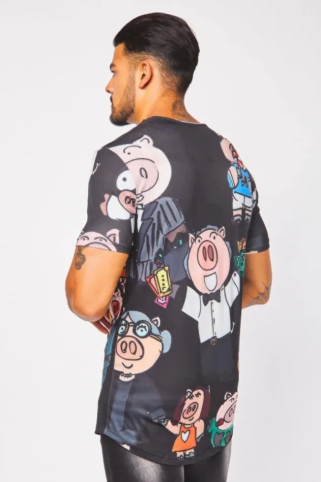 Men Mister Pig Black TShirt Black Brentiny Paris TShirts