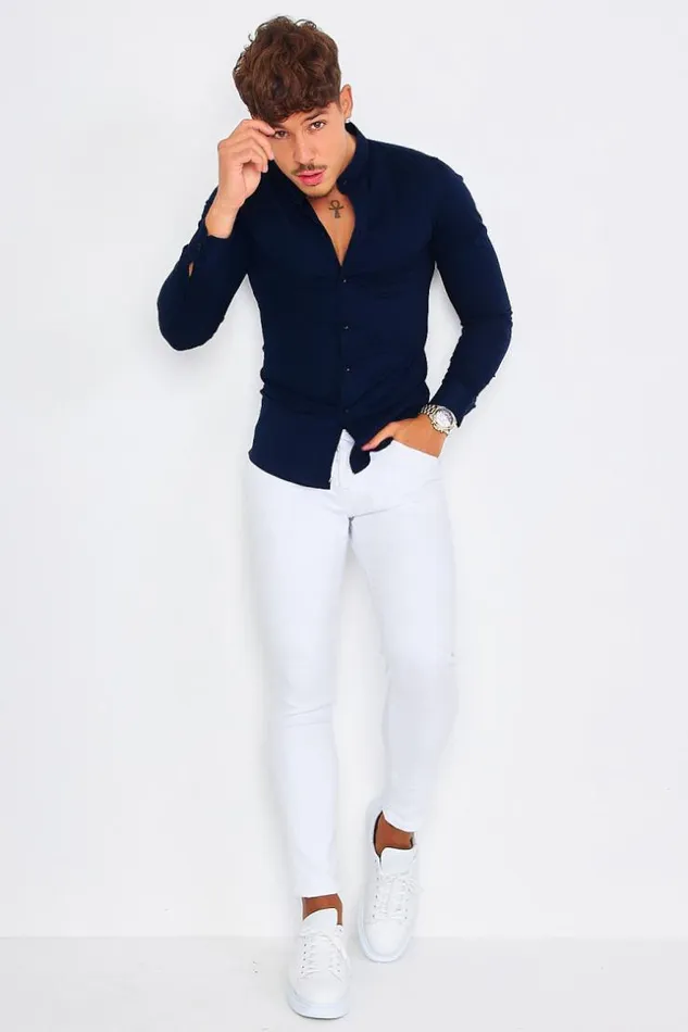 Men Navy Blue Collar Shirt Blue Brentiny Paris Shirts Men Navy Blue Collar Shirt Blue Brentiny Paris Shirts