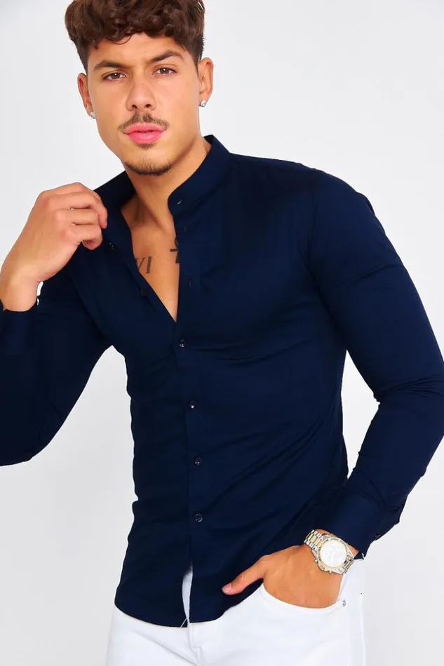 Men Navy Blue Collar Shirt Blue Brentiny Paris Shirts Men Navy Blue Collar Shirt Blue Brentiny Paris Shirts