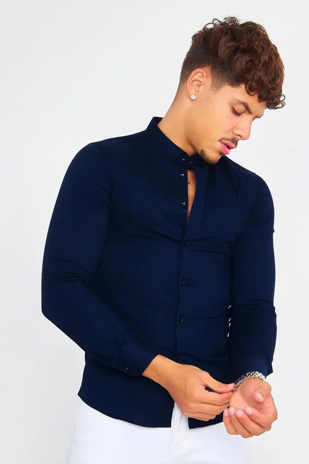 Men Navy Blue Collar Shirt Blue Brentiny Paris Shirts Men Navy Blue Collar Shirt Blue Brentiny Paris Shirts