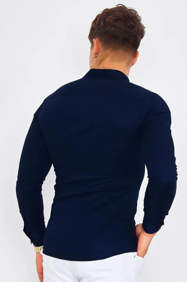 Men Navy Blue Collar Shirt Blue Brentiny Paris Shirts Men Navy Blue Collar Shirt Blue Brentiny Paris Shirts