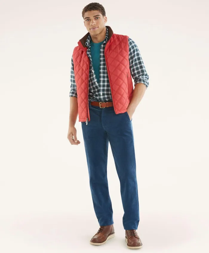 Men Paddock Diamond Quilted Vest Red Brooks Brothers Coats and Jackets