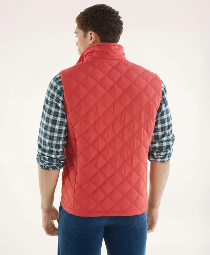 Men Paddock Diamond Quilted Vest Red Brooks Brothers Coats and Jackets