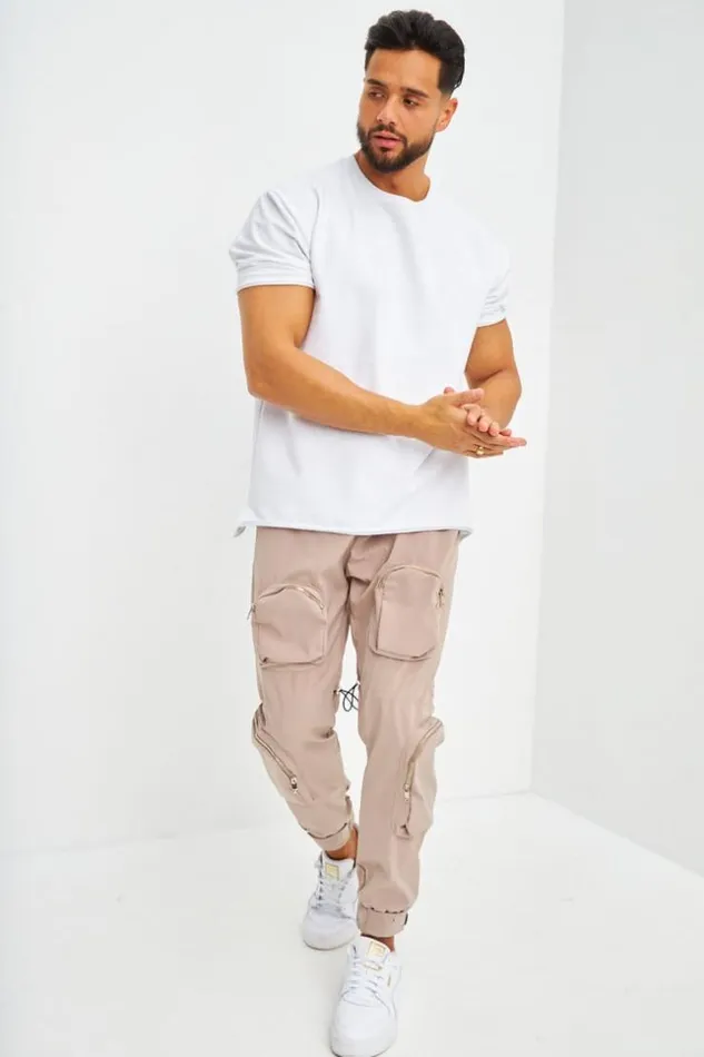 Men Pantalon Cargo Beige Multipoches 3d Brentiny Paris Pants