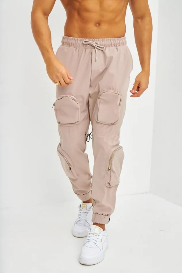Men Pantalon Cargo Beige Multipoches 3d Brentiny Paris Pants