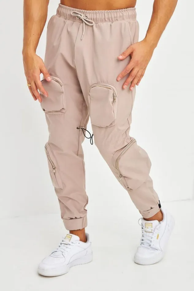 Men Pantalon Cargo Beige Multipoches 3d Brentiny Paris Pants