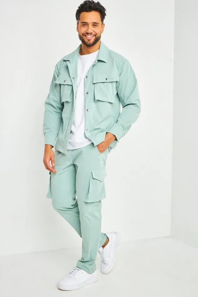 Men Pantalon Cargo Vert D039eau Green Brentiny Paris Pants