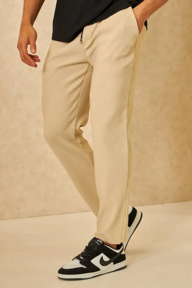 Men Pantalon De Jogging Fluide Textur Beige Beige Brentiny Paris Pants