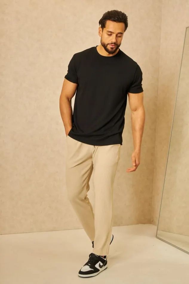 Men Pantalon De Jogging Fluide Textur Beige Beige Brentiny Paris Pants