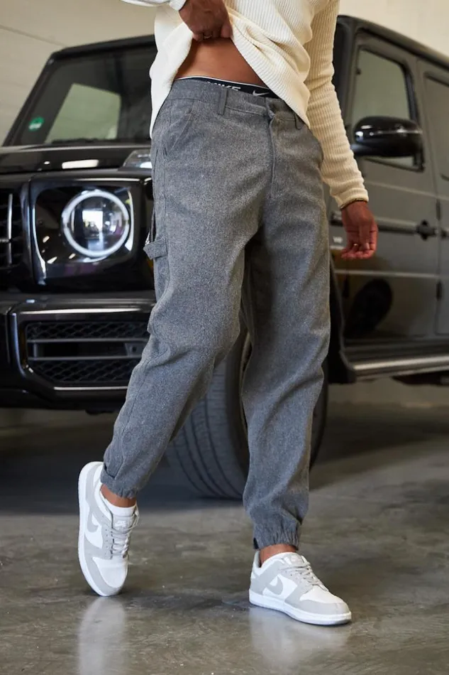 Men Pantalon Textur Gris Grey Brentiny Paris Pants