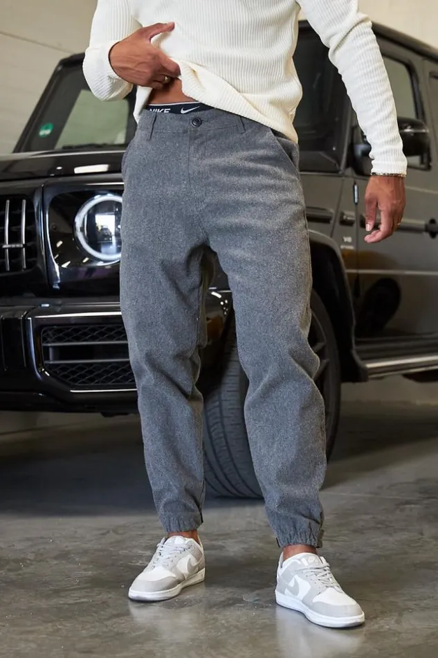 Men Pantalon Textur Gris Grey Brentiny Paris Pants