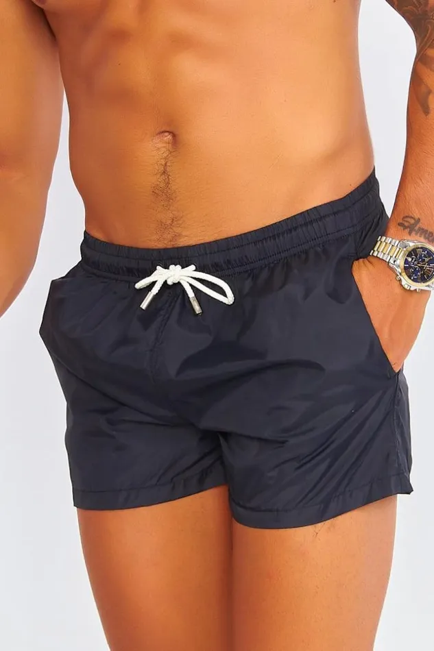 Men Plain Black Swim Shorts Black Brentiny Paris Shorts
