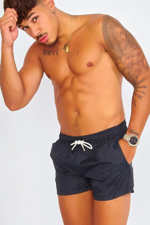 Men Plain Black Swim Shorts Black Brentiny Paris Shorts