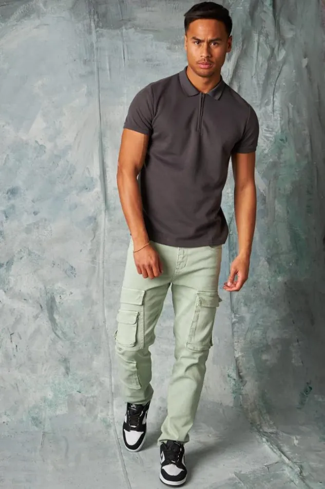 Men Polo Manches Courtes Col Zipp Gris Anthracite Grey Brentiny Paris Polo Shirts Men Polo Manches Courtes Col Zipp Gris Anthracite Grey Brentiny Paris Polo Shirts