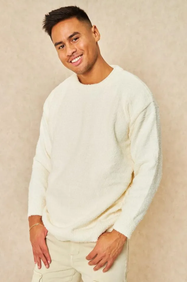 Men Pull Blanc Cass Effet Duveteux White Brentiny Paris Sweatshirts and Pullovers Men Pull Blanc Cass Effet Duveteux White Brentiny Paris Sweatshirts and Pullovers