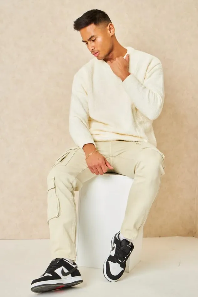 Men Pull Blanc Cass Effet Duveteux White Brentiny Paris Sweatshirts and Pullovers Men Pull Blanc Cass Effet Duveteux White Brentiny Paris Sweatshirts and Pullovers