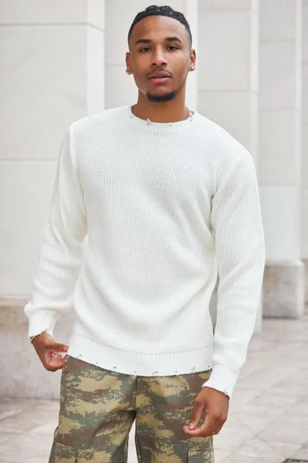 Men Pull En Maille Beige Ecru Brentiny Paris Sweatshirts and Pullovers