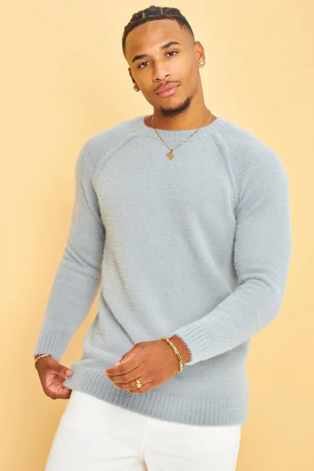 Men Pull Gris En Laine Col Rond Grey Brentiny Paris Sweatshirts and Pullovers