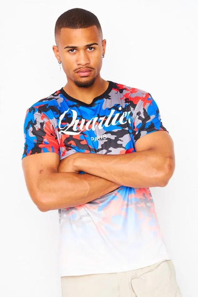 Men Quartier TShirt With Camo Print In Grey Grey Brentiny Paris TShirts