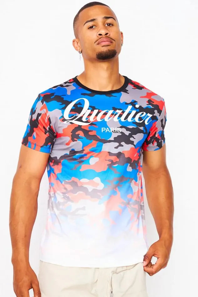 Men Quartier TShirt With Camo Print In Grey Grey Brentiny Paris TShirts