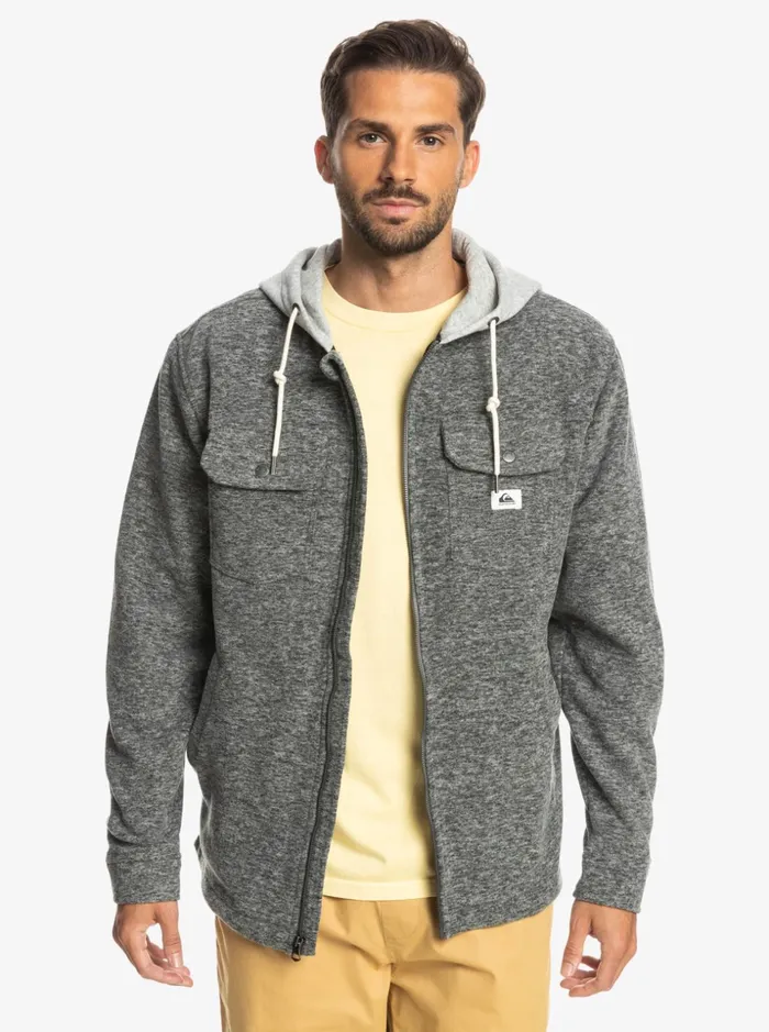 Men Quiksilver Jackets Super Swell Hooded Fleece ZipUp Jacket Dark Grey Heather Men Quiksilver Jackets Super Swell Hooded Fleece ZipUp Jacket Dark Grey Heather