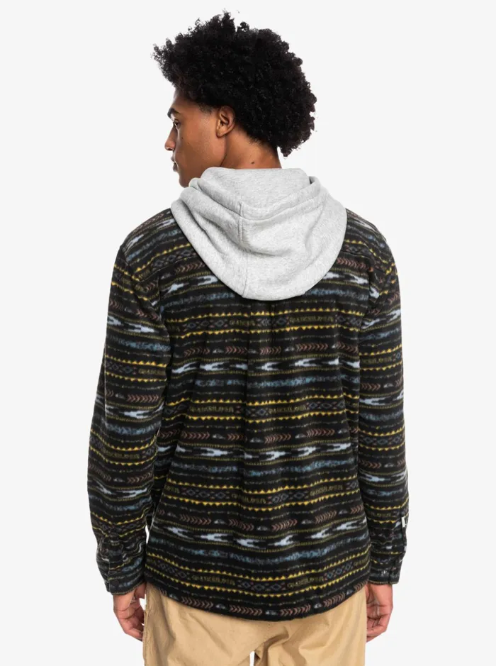 Men Quiksilver Jackets Super Swell Hooded Fleece ZipUp Jacket Tarmac Tribal Fuzz Men Quiksilver Jackets Super Swell Hooded Fleece ZipUp Jacket Tarmac Tribal Fuzz