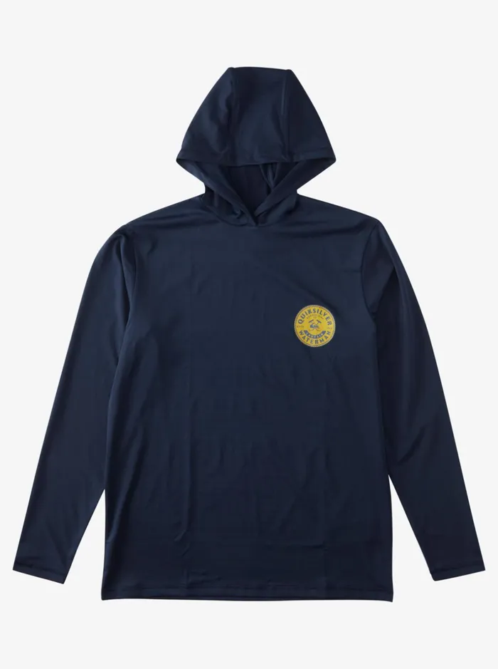 Men Quiksilver Rashguards All Hands Hooded Long Sleeve UPF 50 Rashguard Navy Blazer
