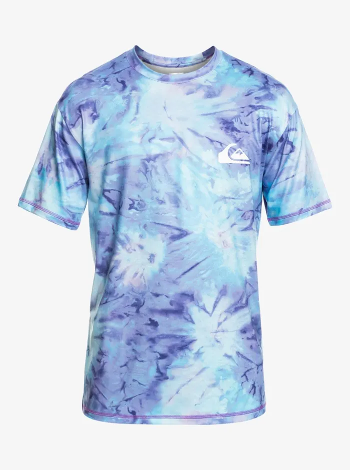 Men Quiksilver Rashguards Digital Session UPF 50 Short Sleeve Surf Tee Sky Blue