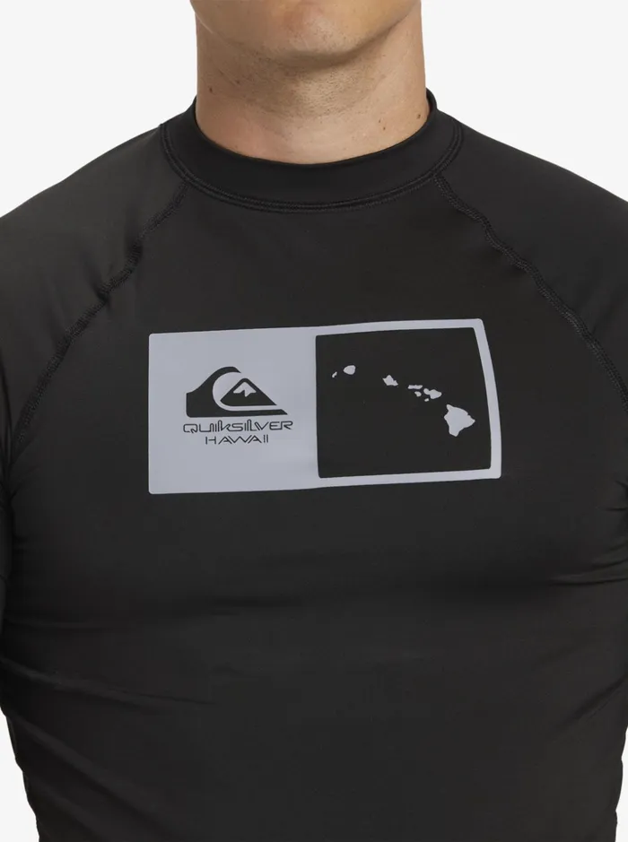 Men Quiksilver Rashguards Hawaii Double Down UPF 50 Short Sleeve Surf Tee Black Men Quiksilver Rashguards Hawaii Double Down UPF 50 Short Sleeve Surf Tee Black