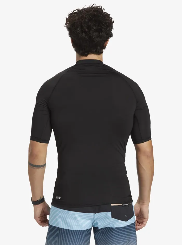 Men Quiksilver Rashguards Hawaii Double Down UPF 50 Short Sleeve Surf Tee Black Men Quiksilver Rashguards Hawaii Double Down UPF 50 Short Sleeve Surf Tee Black