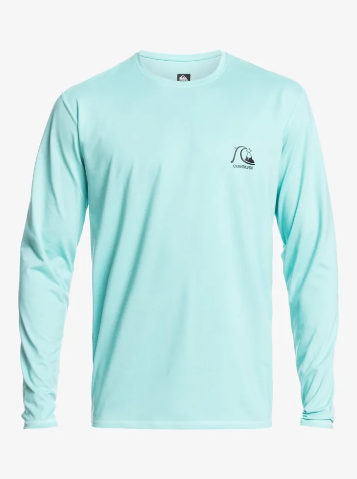 Men Quiksilver Rashguards Heritage Heather Long Sleeve UPF 50 Surf Tee Angel Blue Heather